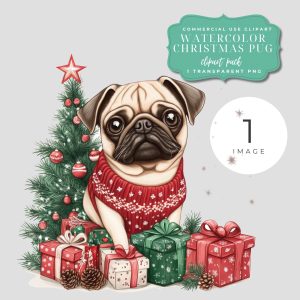 Christmas Pug Clipart