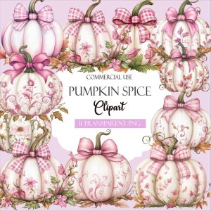 Pink Floral Pumpkin Clipart
