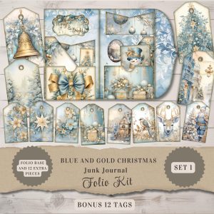 Blue and Gold Christmas Folio Kit