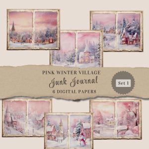 Pink Christmas Junk Journal Pages
