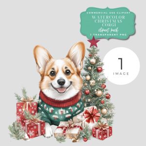 Christmas Corgi Clipart