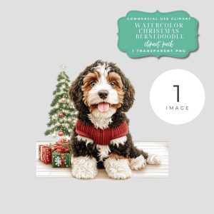 Bernedoodle Christmas Clipart