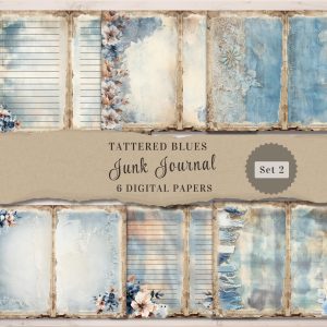 Tattered Blues Junk Journal Pages Set 2