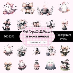 Pink Coquette Halloween Clipart