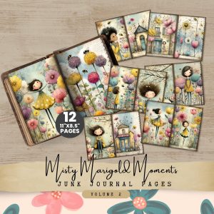 Whimsical Girls and Flowers Junk Journal Pages