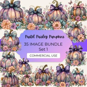 Pastel Paisley Pumpkin Clipart
