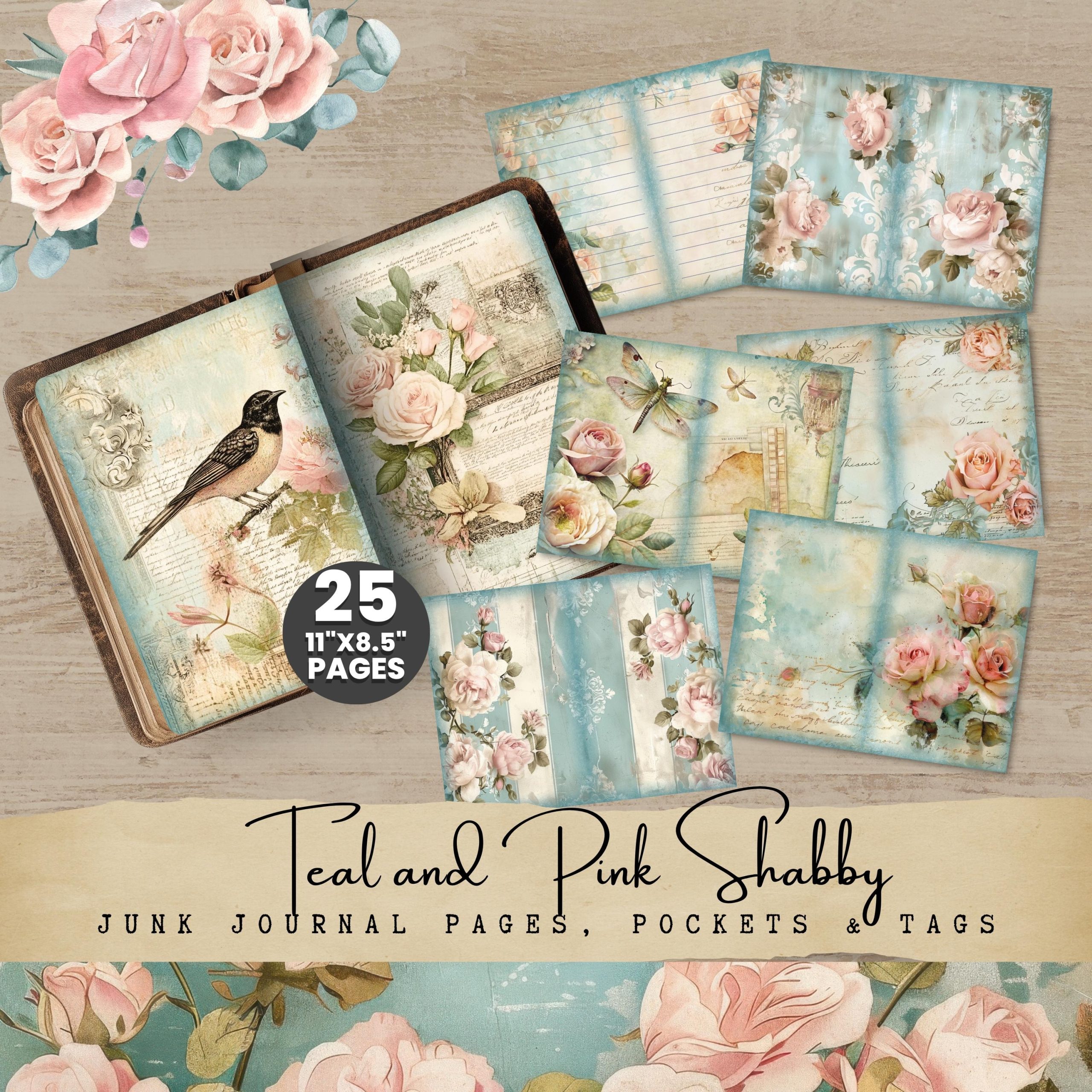Teal and Pink Shabby