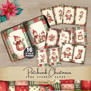 Patchwork Christmas Junk Journal Pages