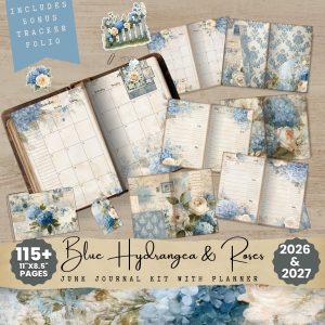 Blue Hydrangea and Roses