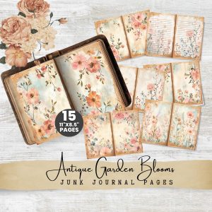 Antique Blooms Junk Journal Pages