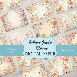 Antique Garden Blooms Digital Pages