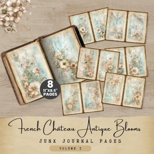 Antique Blooms Junk Journal Pages Vol 1
