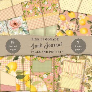 Pink Lemonade Junk Journal Pages and Pockets