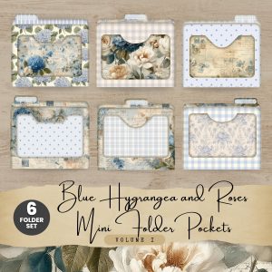 Blue Hydrangea and Roses Mini Folder Set