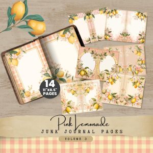 Pink Lemonade Junk Journal Frames Pages Volume 3