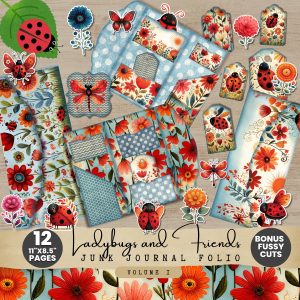 Ladybugs and Friends Junk Journal Folio Kit