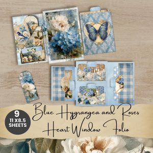 Blue Hydrangea and Roses Window Folio