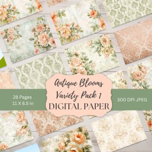 Antique Blooms Digital Paper Variety Pack 1