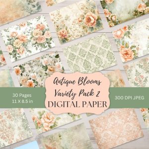 Antique Blooms Digital Papers Variety Pack 2