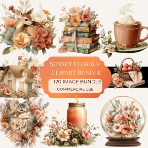 Sunset Florals Clipart Bundle