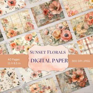 Sunset Florals Digital Paper
