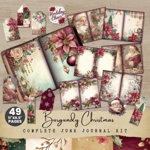 Burgundy Christmas Junk Journal Kit