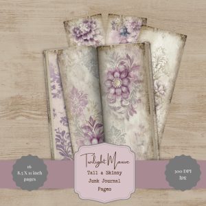 Twilight Mauve Tall and Skinny Junk Journal Pages