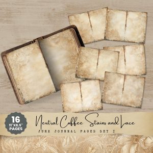 Neutral Coffee and Lace Junk Journal Pages