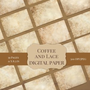 Neutral Coffee and Lace Digital Paper
