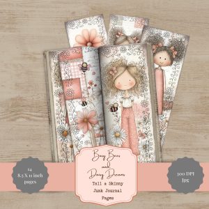 Busy Bees and Daisy Dreams Tall and Skinny Junk Journal Pages