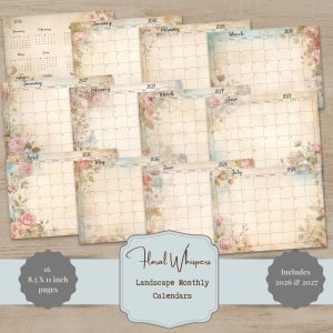 Floral Whispers Monthly Calendar Pages 2026-2027