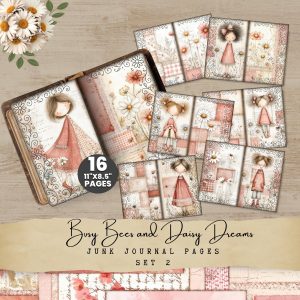 Busy Bees and Daisy Dreams Junk Journal Pages Set 2