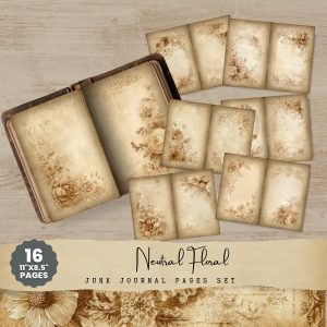 Neutral Floral Junk Journal Pages