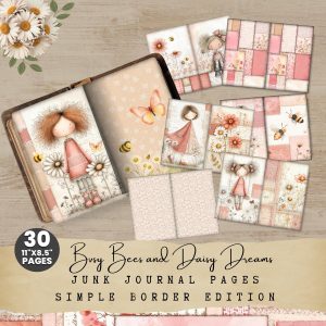 Busy Bees Junk Journal Pages: Daisy Simple Border Edition