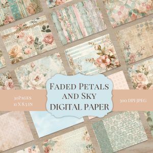 Faded Petals and Sky Digital Paper Set 1