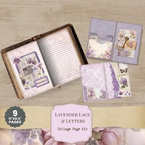 Lavender Lace and Letters Junk Journal Collage Kit
