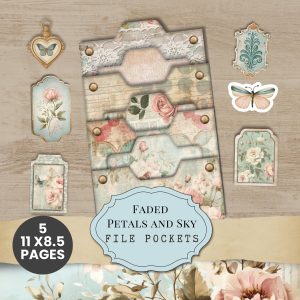 Faded Petals and Sky File Pockets