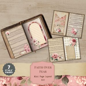 Faith Over Fear Junk Journal Page Collage Kit
