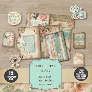 Faded Petals and Sky Mini Folder Set