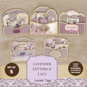 Lavender Lace and Letters Loaded Tags