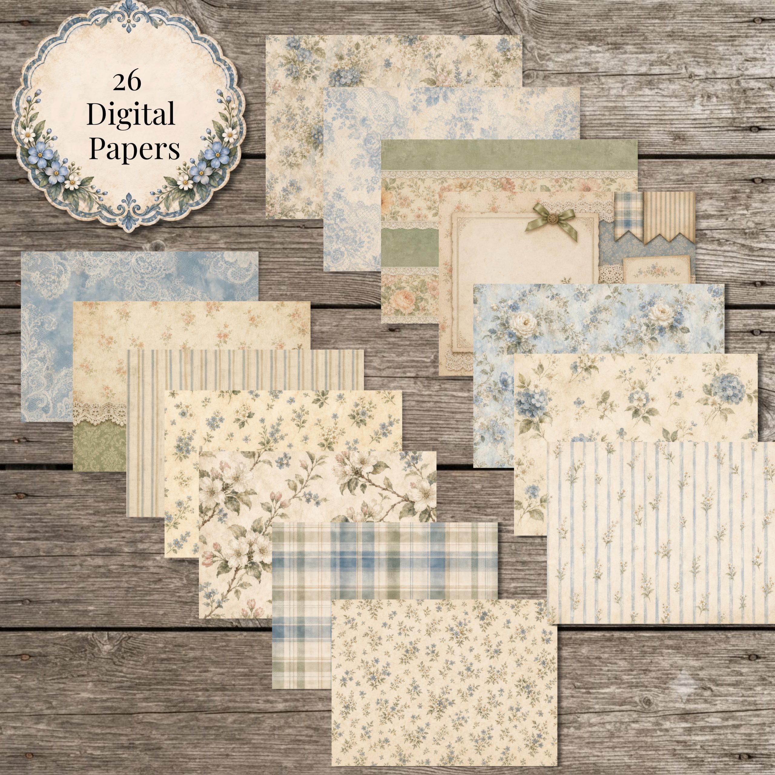 Grace Upon Grace Heirloom Patterns Digital Papers - Image 4