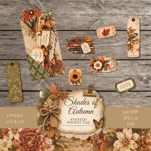 Shades of Autumn Stuffed Pocket Tag