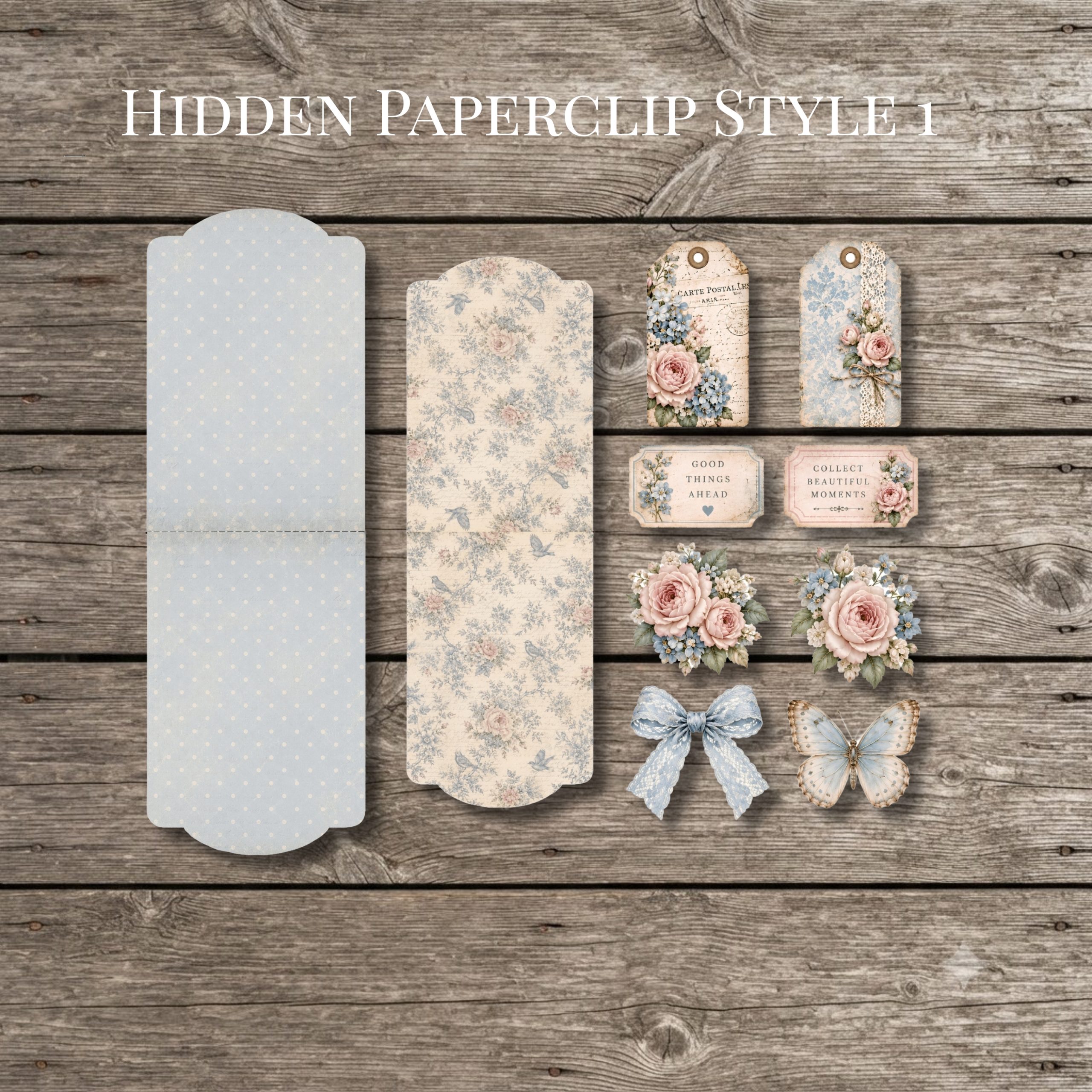Blue Lace & Roses Hidden Paperclips - Image 3
