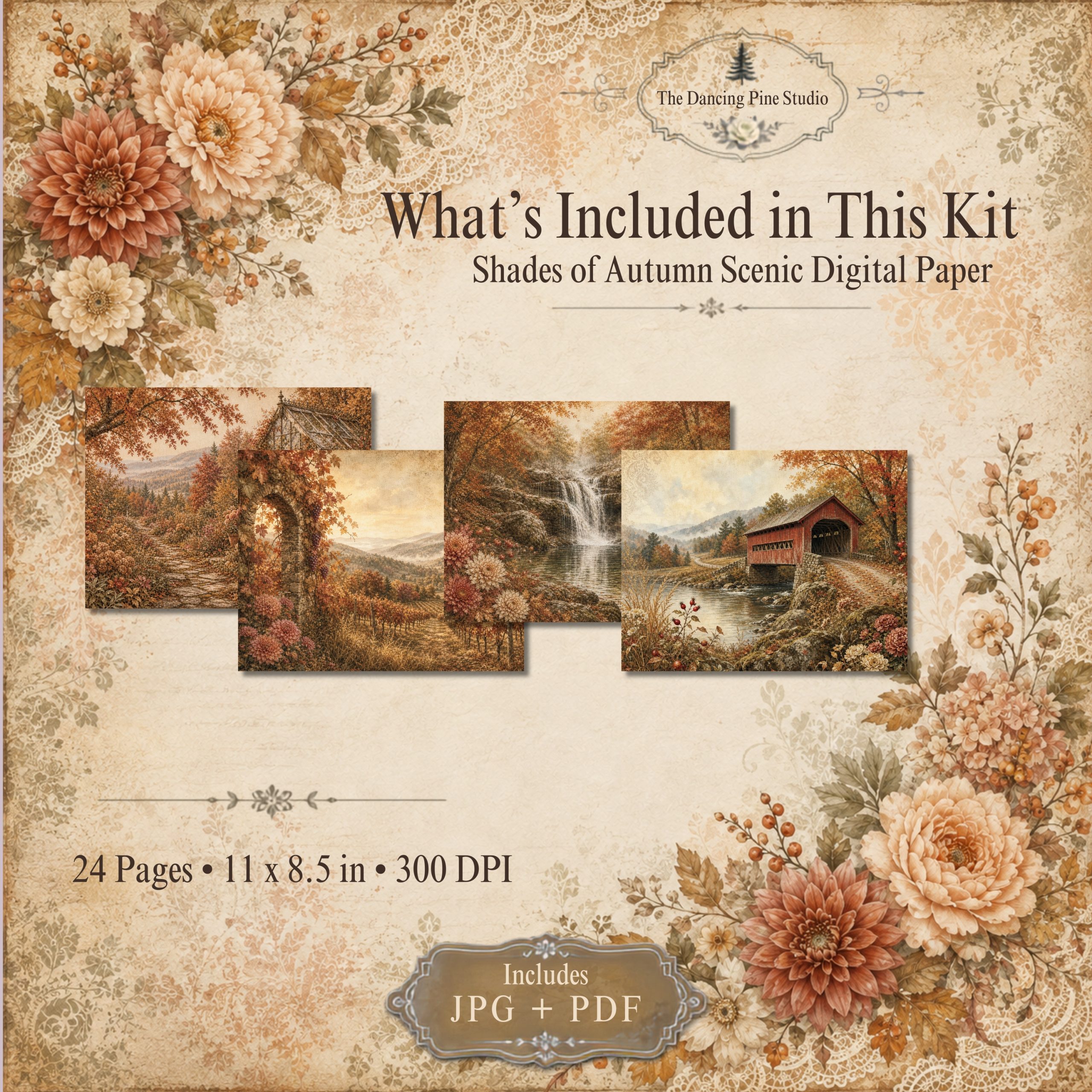 Shades Of Autumn Scenic Digital Papers - Image 3