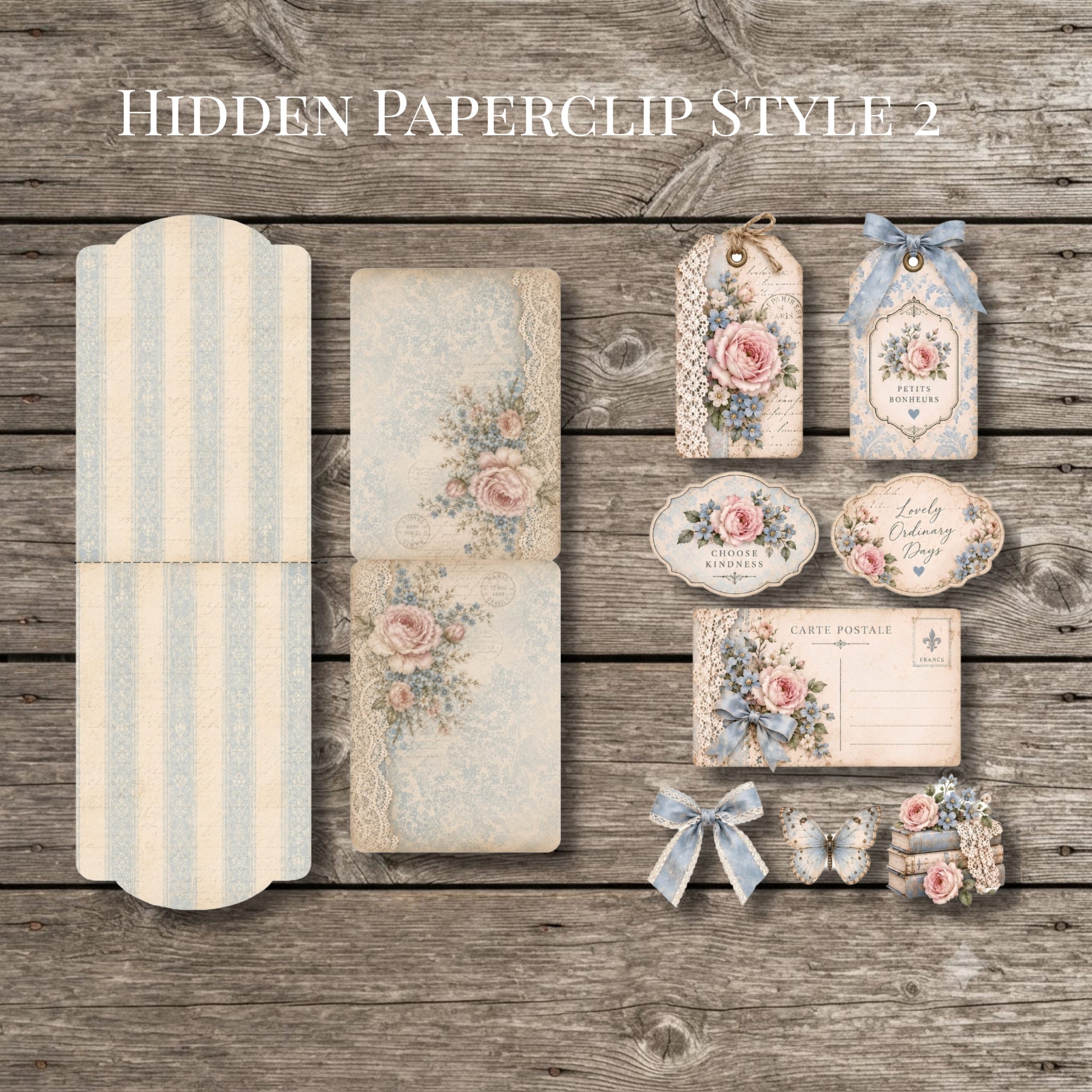 Blue Lace & Roses Hidden Paperclips - Image 4