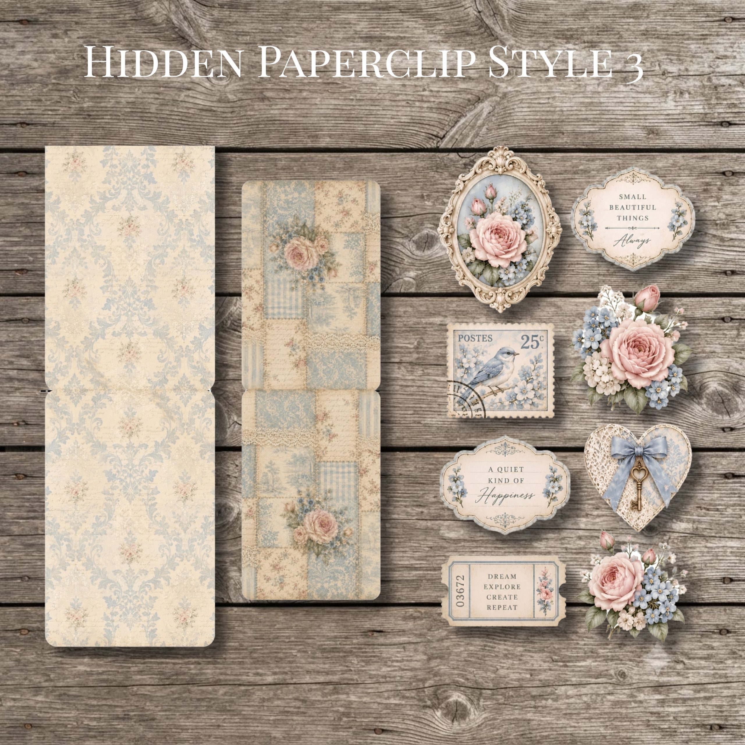 Blue Lace & Roses Hidden Paperclips - Image 5