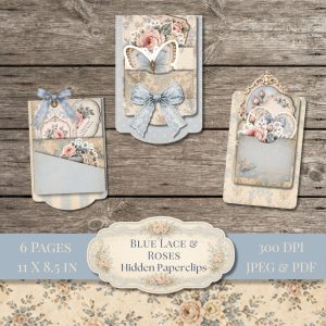 Blue Lace & Roses Hidden Paperclips