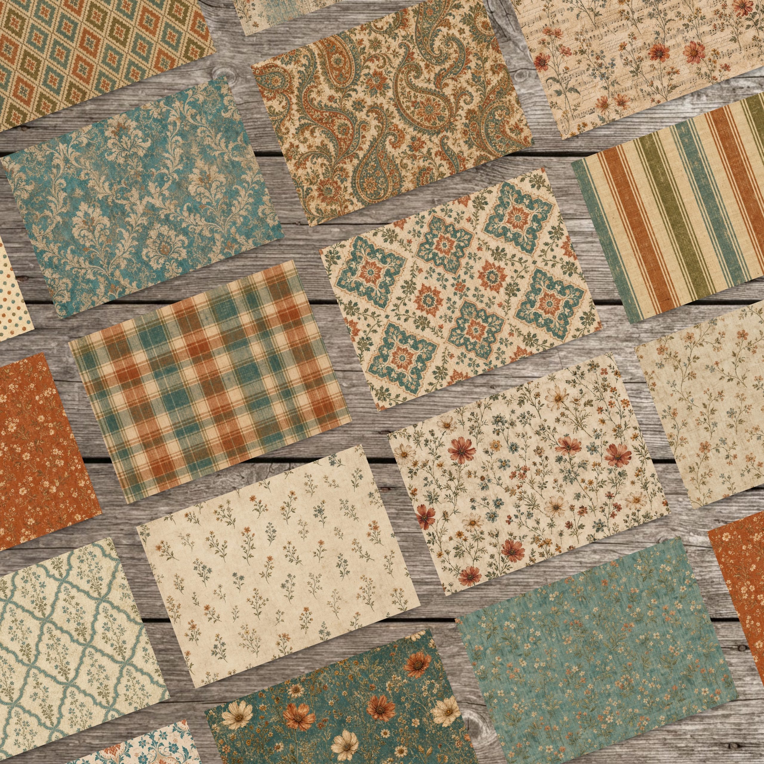 Bohemian Autumn Vintage Textile Papers - Image 3