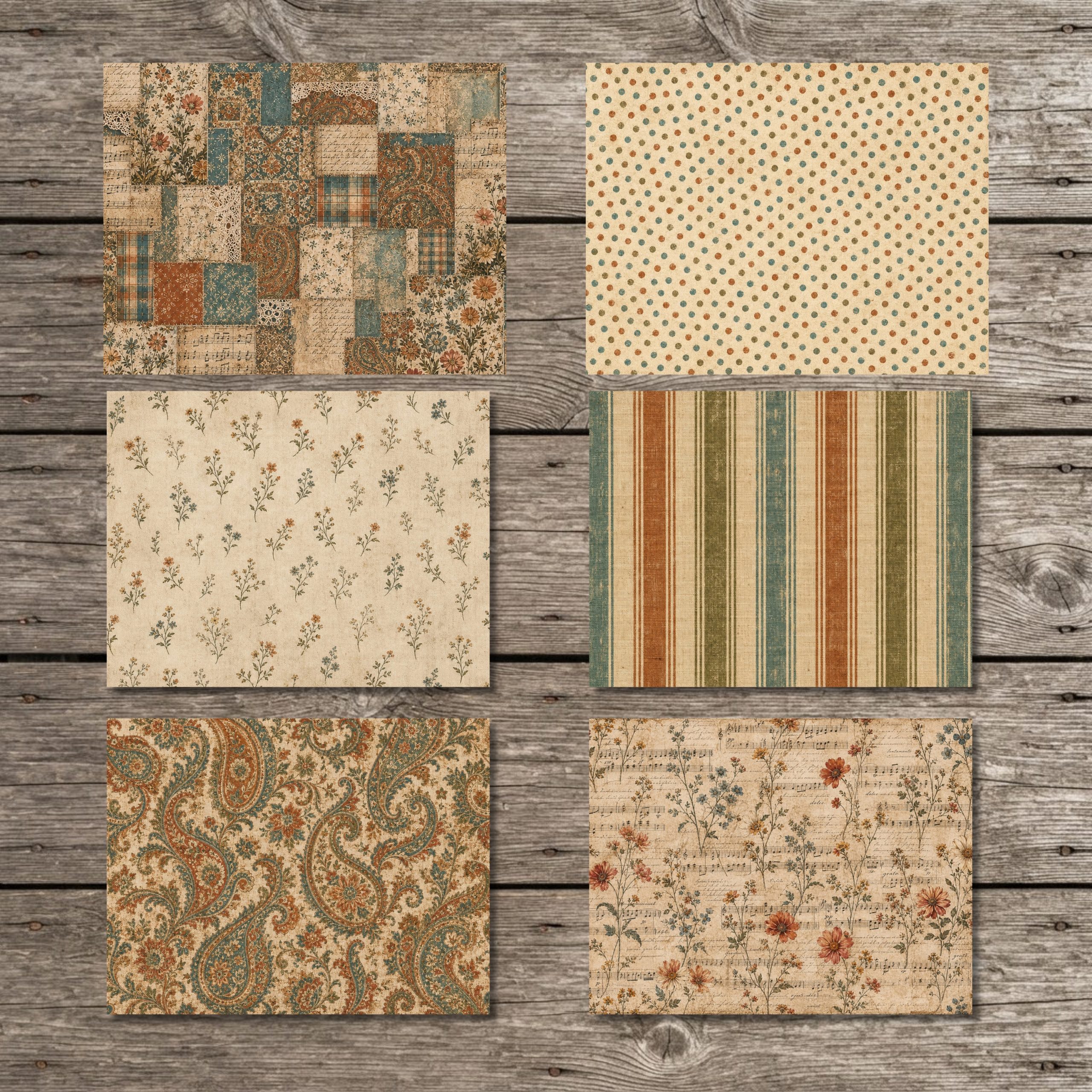 Bohemian Autumn Vintage Textile Papers - Image 6