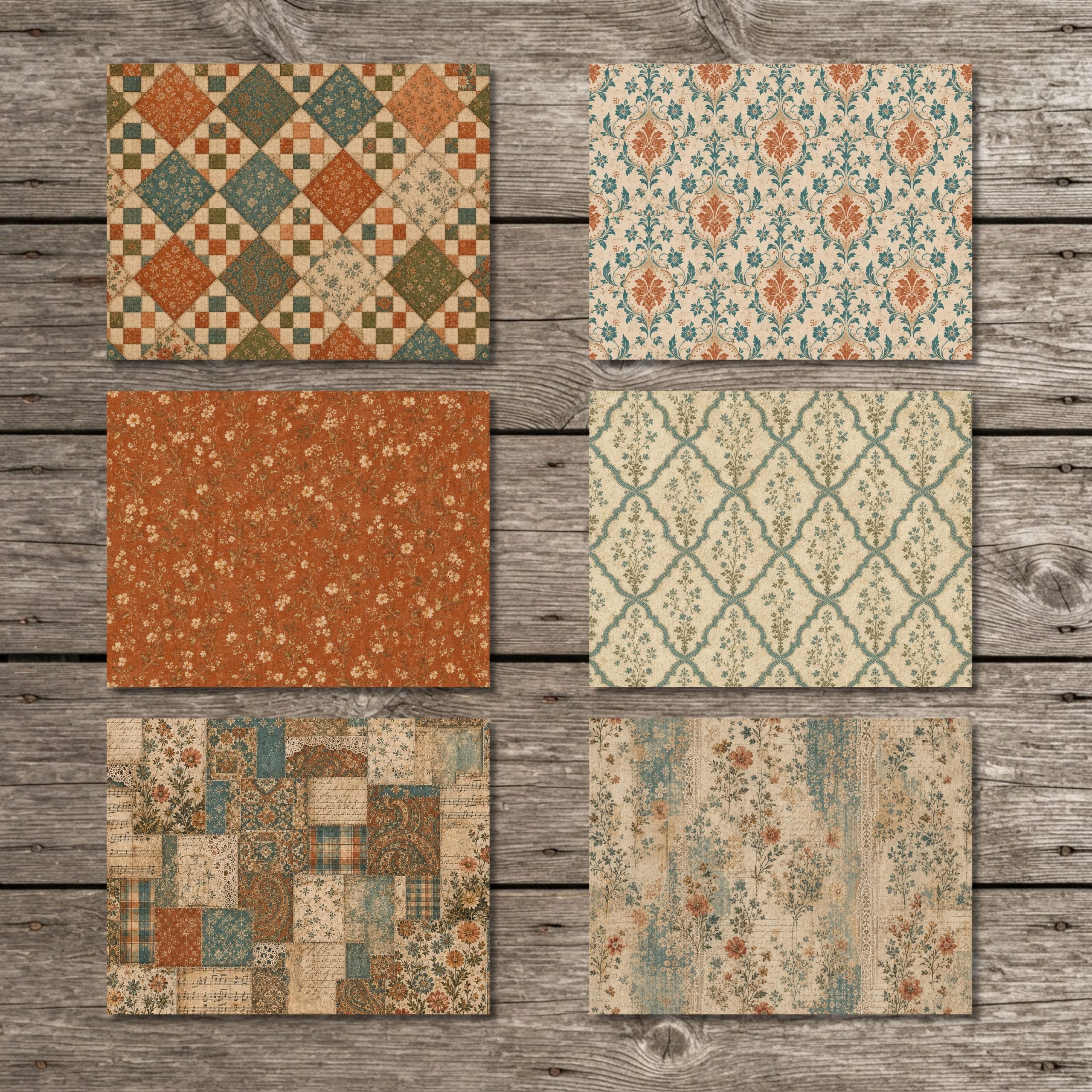 Bohemian Autumn Vintage Textile Papers - Image 7